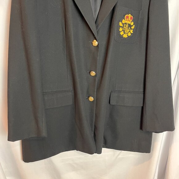 Women's Lauren Ralph Lauren Black Wool single breasted 3 button crest blazer 16W - Picture 3 of 7